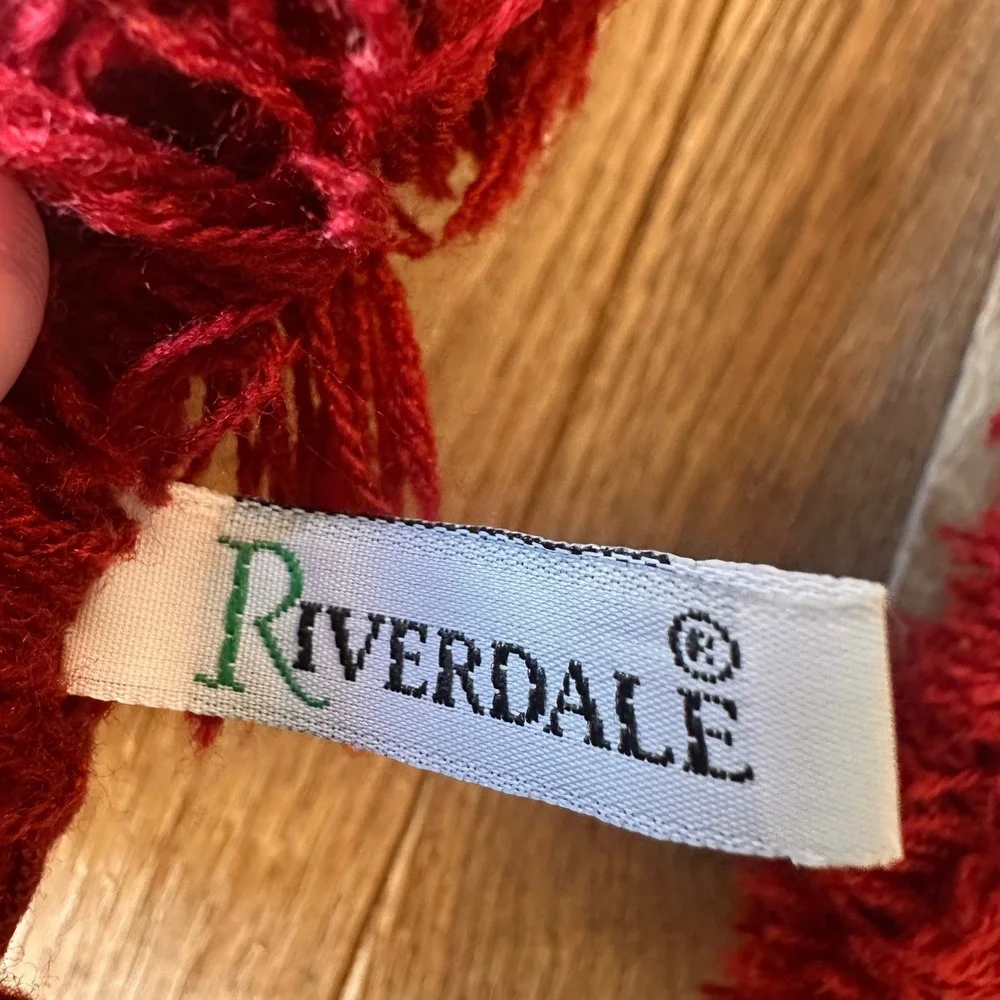 Vintage Riverdale Christmas Tree‎ Pillows 8in Tapestry Fringe Red Green Holiday